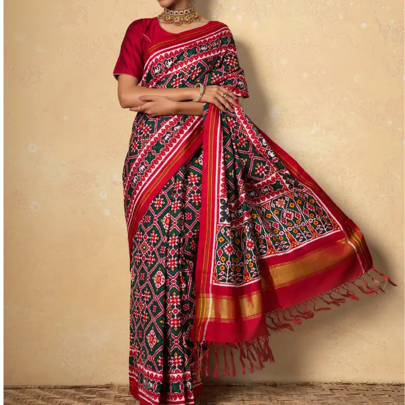 Blue Floral Printed Cotton Saree