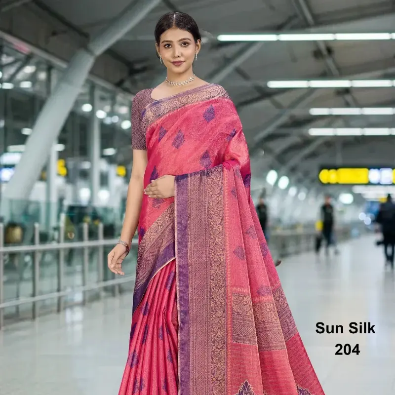 Sun Silk Woven Paisley Saree with Tassels