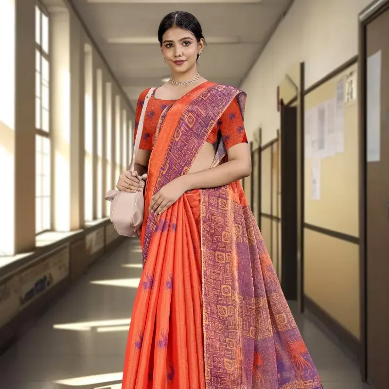 Sun Silk Woven Motif Saree with Tassels
