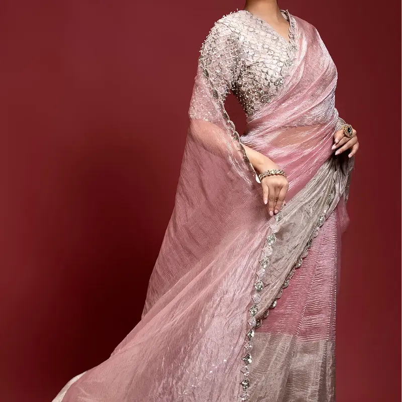 Black Sequins Work Georgette Saree