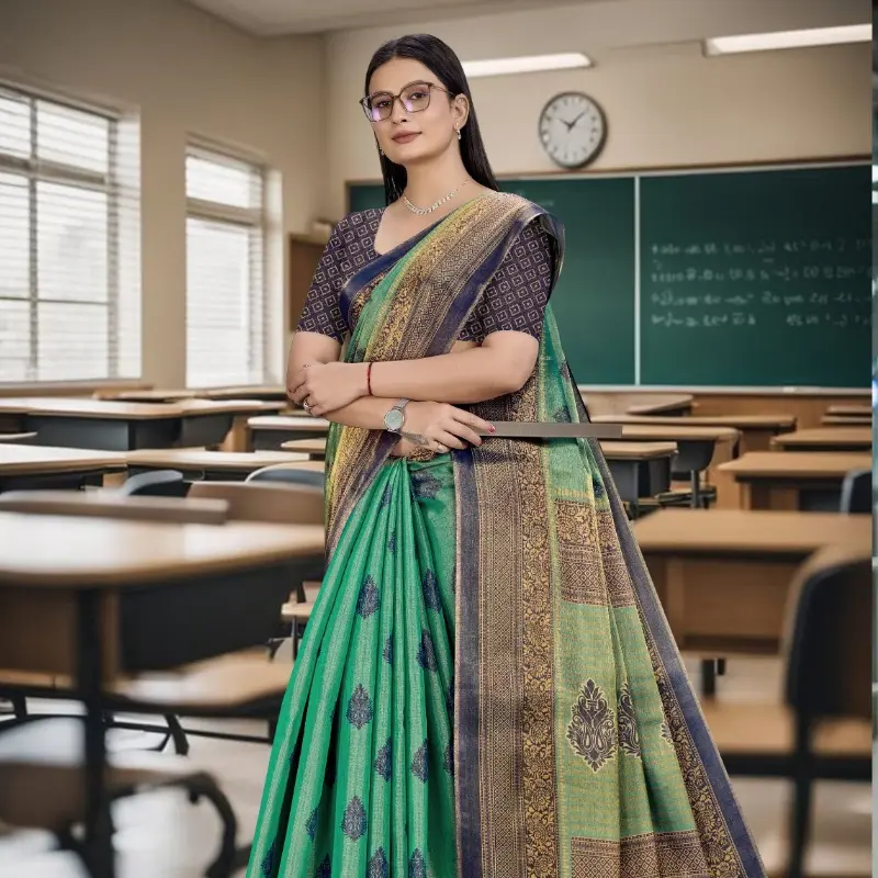 Sun Silk Woven Paisley Saree with Tassels